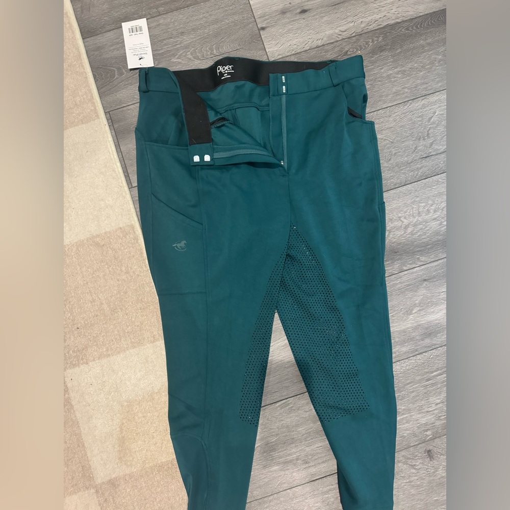 Piper Knit Everyday High-Rise Breeches by SmartPak - Full Seat!-42R-Deep Teal